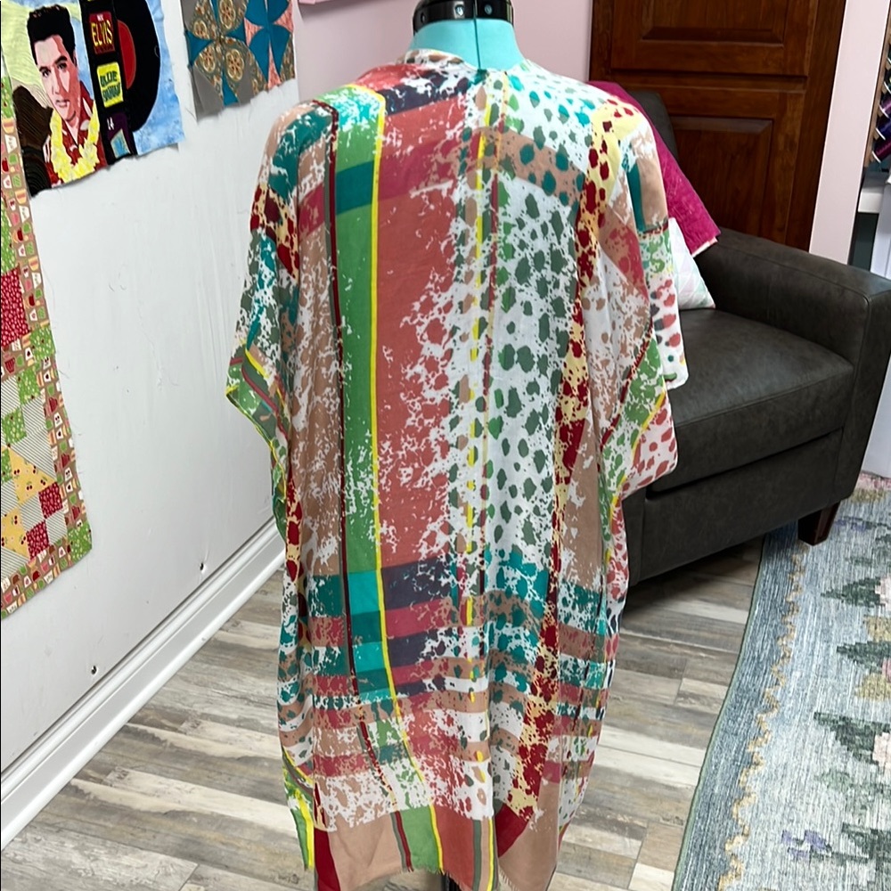 Colorful Patchwork Kimono Blouse - image 2